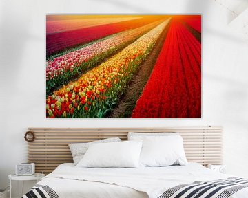 Champ de tulipes multicolores en Hollande Illustration sur Animaflora PicsStock