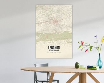 Vintage landkaart van Lebanon (Pennsylvania), USA. van Rezona