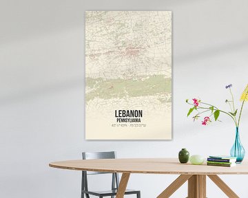 Vintage landkaart van Lebanon (Pennsylvania), USA. van MijnStadsPoster