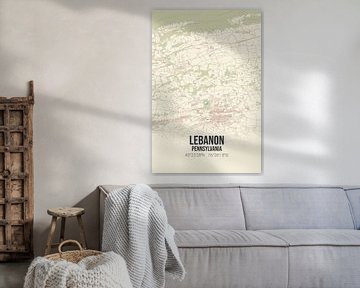 Vieille carte de Lebanon (Pennsylvanie), USA. sur Rezona