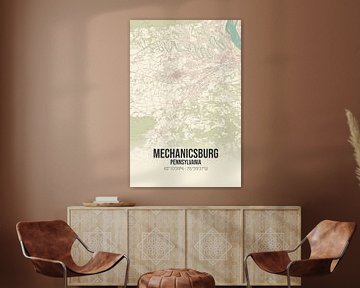 Vintage landkaart van Mechanicsburg (Pennsylvania), USA. van MijnStadsPoster