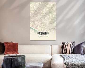 Vieille carte de Harrisburg (Pennsylvanie), USA. sur Rezona