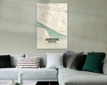 Vintage landkaart van Harrisburg (Pennsylvania), USA. van MijnStadsPoster