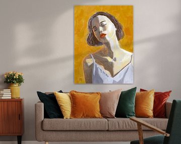 Dreamer, portrait of a woman in chiaroscuro.