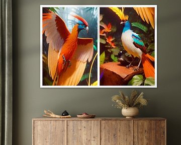 Tropical birds 2 panel series A-1