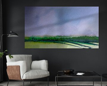 Paysage du Limbourg avant l'orage | Aquarelle sur WatercolorWall