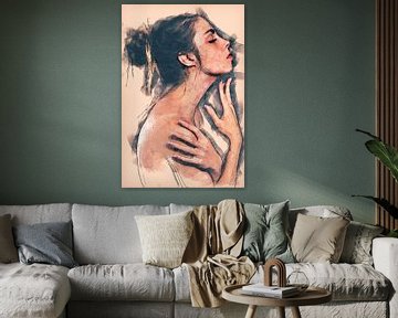 Porträt der Seitenansicht einer nackten Frau (Mischtechnik) von Art by Jeronimo