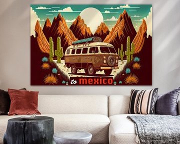 To Mexico travel poster by Vlindertuin Art