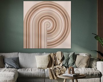 Modern abstract art in retro style in brown and beige by Dina Dankers