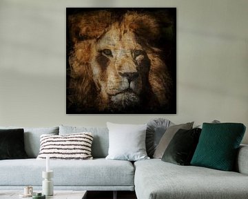 Portret van een wilde leeuw, de koning der dieren van ManfredFotos