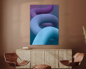 Forme psychédélique, colorée et abstraite de serpent/tube - 1 sur Pim Haring