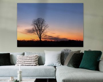 Sunset with Tree Orange and Blue by Zwoele Plaatjes