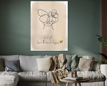 Line Art Woman Butterfly Flower by ArtDesign by KBK