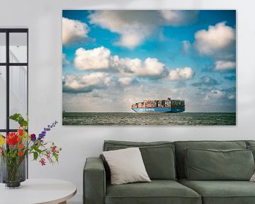 Container ship of COSCO SHIPPING leaving the port of Rotterdam by Sjoerd van der Wal
