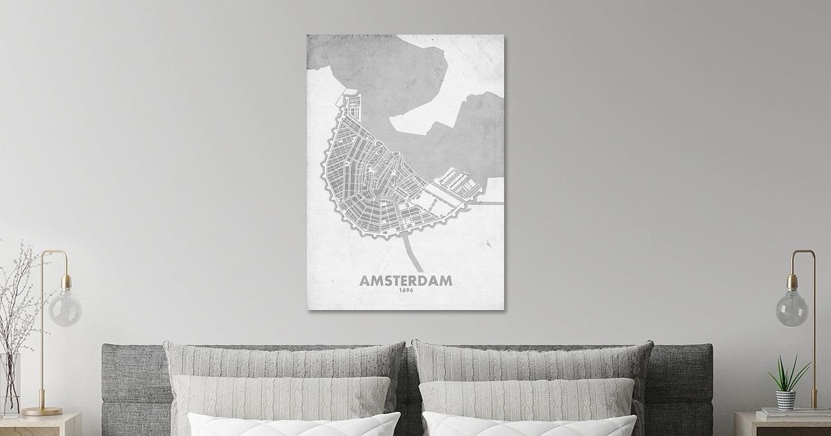 Stadtplan von Amsterdam 1696 von STADSKAART auf ArtFrame, Leinwand, Poster  und mehr | Art Heroes