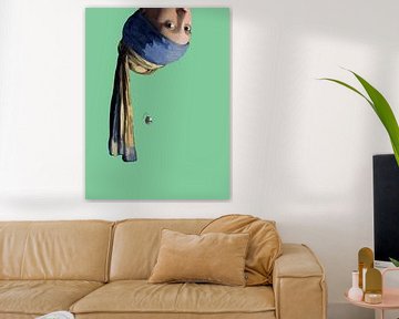 Vermeer Meisje met de Parel ondersteboven popart van Miauw webshop