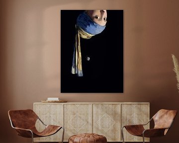 Vermeer Girl with a Pearl Earring upside down pop art by Miauw webshop
