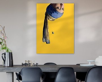 Vermeer Meisje met de Parel ondersteboven popart van Miauw webshop