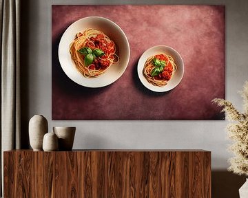 Spaghetti mit Tomatensauce,  Art Illustration