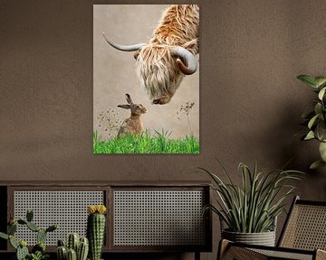 Scottish highlander and hare by Postergirls