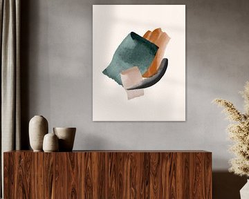 Modern abstract aquarel in aardetinten van Studio Allee