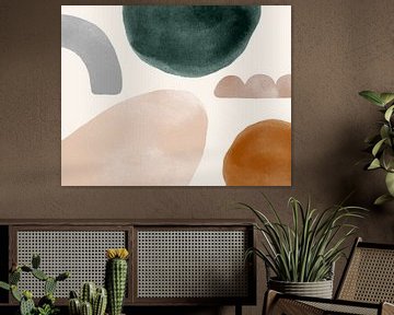 Modern abstract aquarel in aardetinten. van Studio Allee
