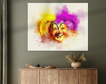 Court Jester Hat Carnival Mask in Colorful Watercolor by Andreea Eva Herczegh