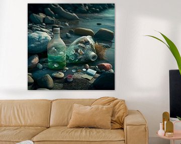 Plastikmüll mi Meer am Strand Illustration von Animaflora PicsStock