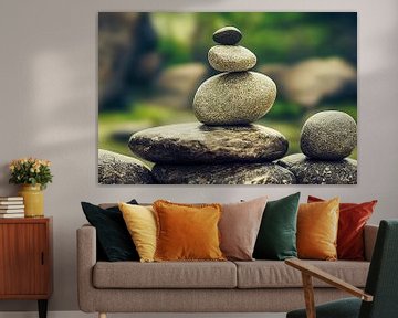 Illustration de pierres zen dans la nature sur Animaflora PicsStock