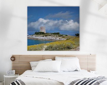 Wachttoren aan de kust van Apulië, Italië van Ines Porada