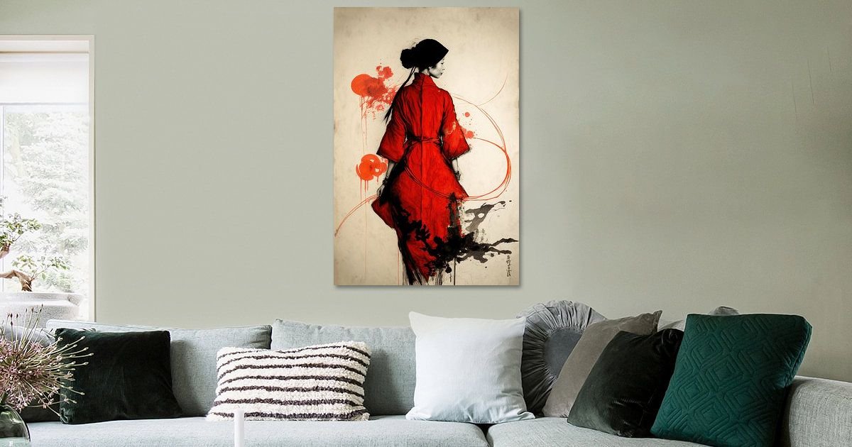 VTRXEG Japanse Samurai Foto's, Japanse Vrouw Samurai Portret Poster, Voor Woonkamer Slaapkamer Decoratieve Poster Zonder Lijst (A, 2 x 40 x 60 cm