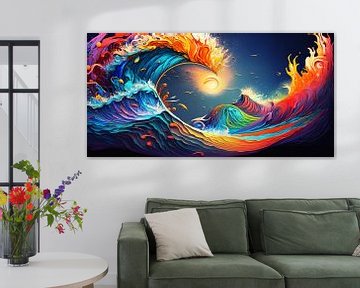 Des vagues sauvages avec beaucoup de variations : Peinture abstraite colorée sur Surreal Media