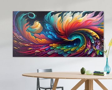 Colorful abstract painting: Feathery Waves by Surreal Media