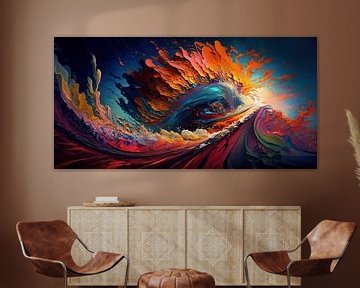Le pouvoir des vagues et de la tempête : peinture abstraite colorée sur Surreal Media