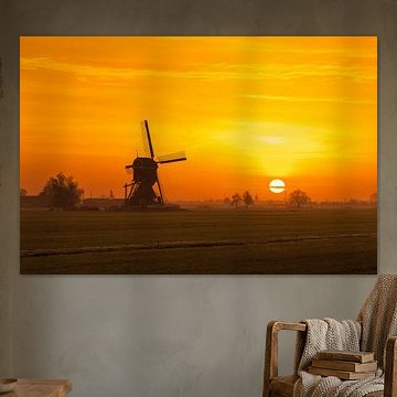 The Weteringen mill before and after sunrise