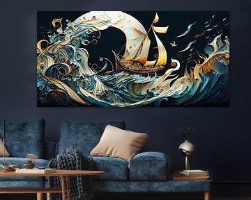 Varen op de Wilde Abstract Ocean van Surreal Media