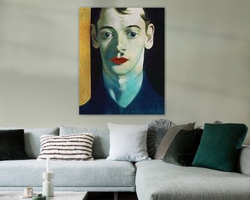Portret van een jonge man met rode lippen van Jan Keteleer