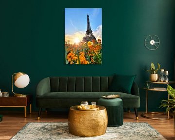 Fleurs au printemps à la Tour Eiffel sur Dennis van de Water