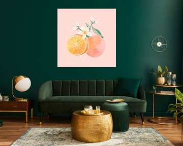 Sinaasappel met bloesem illustratie van Colors And Happiness