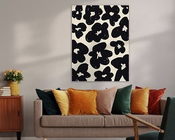 Black Flower Pattern van Bohomadic Studio