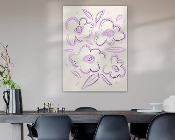 Purple Flower Sketch van Bohomadic Studio