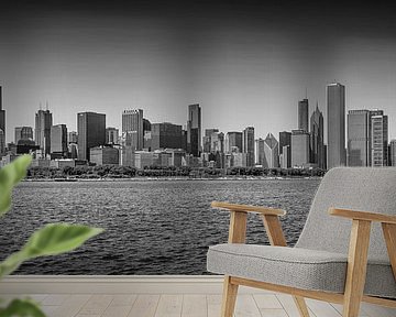 CHICAGO Skyline Panoramic bw by Melanie Viola