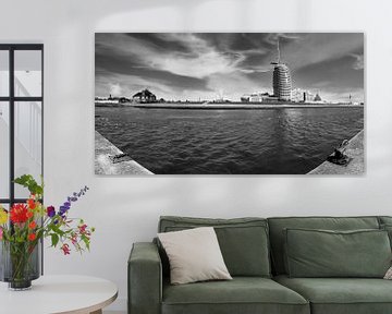 Bremerhaven Havenwelten Skyline Panorama (Black & White)