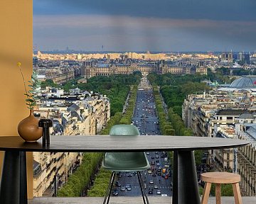Uitzicht Champs-Eysees vanaf de Arc de Triomphe van Dennis van de Water