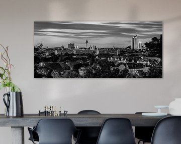 Leipzig Skyline Panorama (Schwarzweiss)