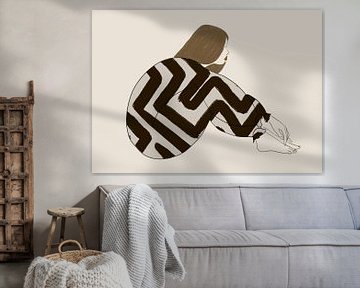 Illustration eines sitzenden Mädchens mit modernem Muster von Studio Allee