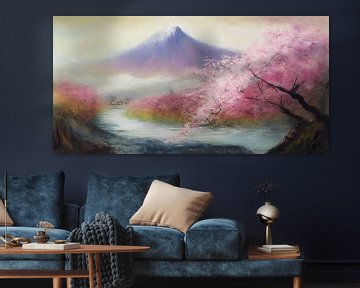 Impressionistisch landschap met mount Fuji van Whale & Sons