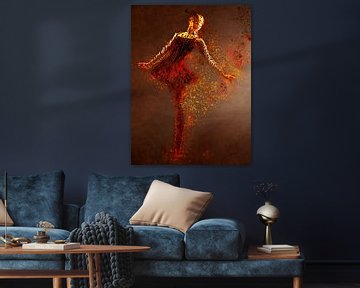 Red ballerina in expressionism by Arjen Roos