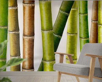 Schilderij van bamboestengels van Dominique Clercx-Breed