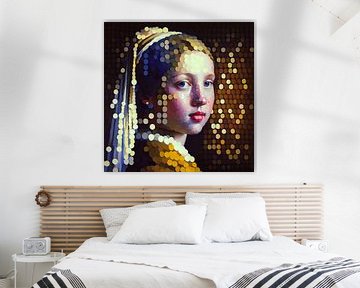 Girl with a pearl earring in polka dots by Vlindertuin Art